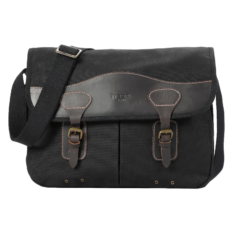 Vintage - style leather 15 - inch laptop satchel for a classic lookTRP0544 Troop London Heritage Canvas Messenger Bag, Shoulder Bag, 13” Laptop Bag