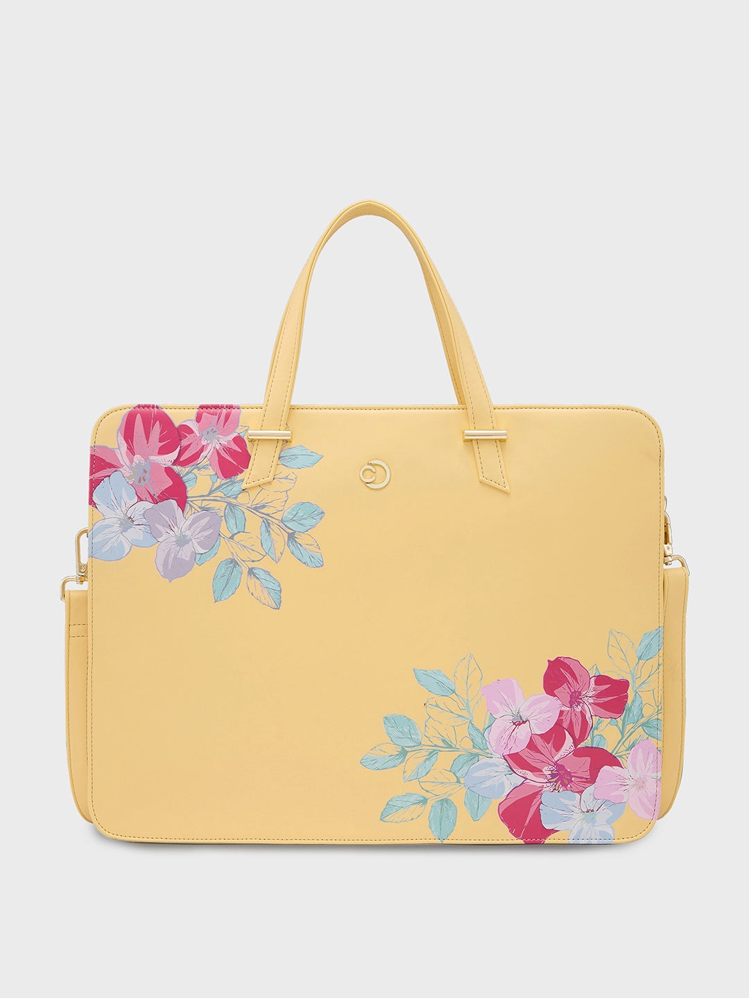 Faux - leather 15.4 - inch laptop portfolio for presentationsCaprese Shanaya Laptop Bag Large Printed Yellow