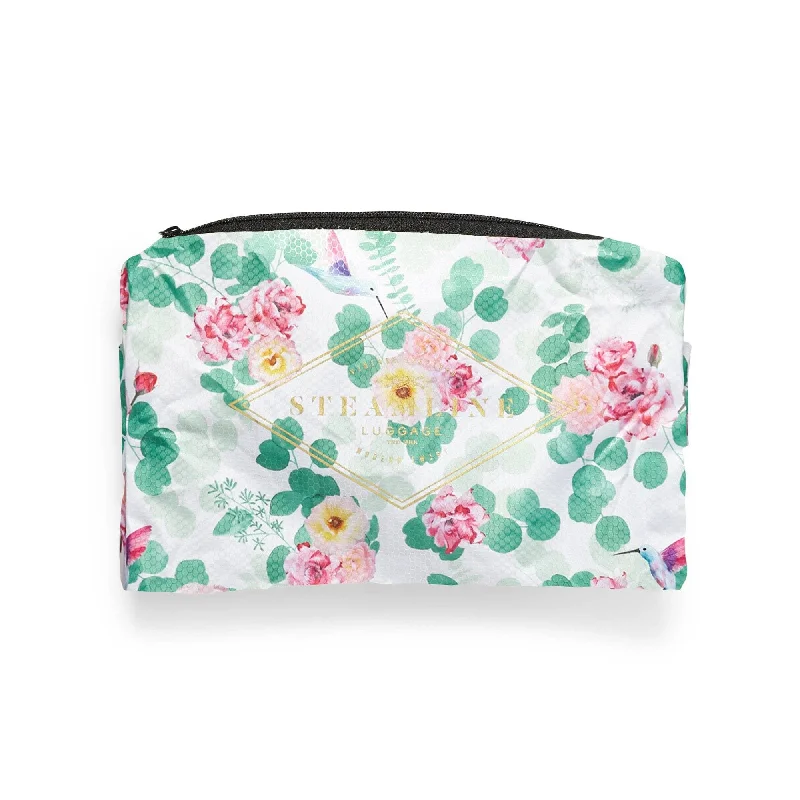 Women's Travel Makeup Bags with Mirror in Pink and BlackThe Floral Protective Cover - Spinner Size