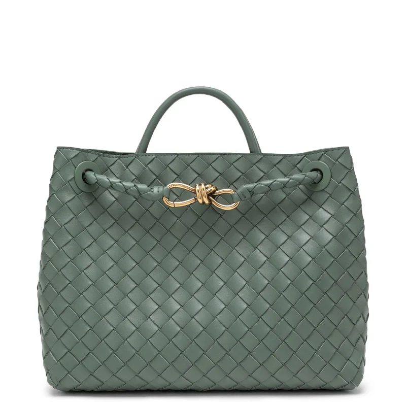 Quilted Tote Bag in Cream with Silver Hardware for a Classic and Sophisticated StyleMedium Andiamo, Aloe