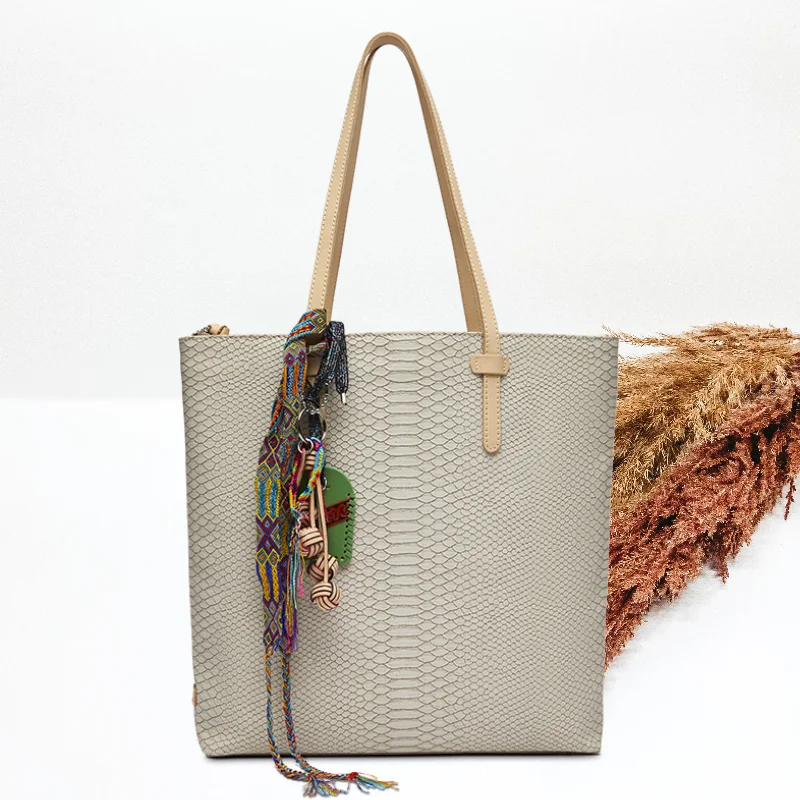 Embroidered Tote Bag in Beige with Floral Motifs for a Boho - Chic VibeConsuela | Thunderbird Market Tote