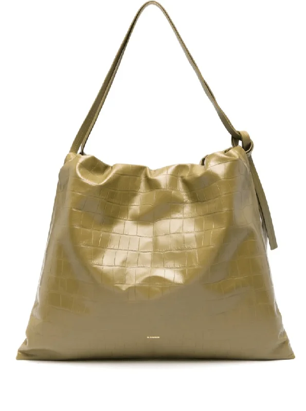 Embroidered Tote Bag in Beige with Floral Motifs for a Boho - Chic Vibecrocodile-effect green shoulder bag