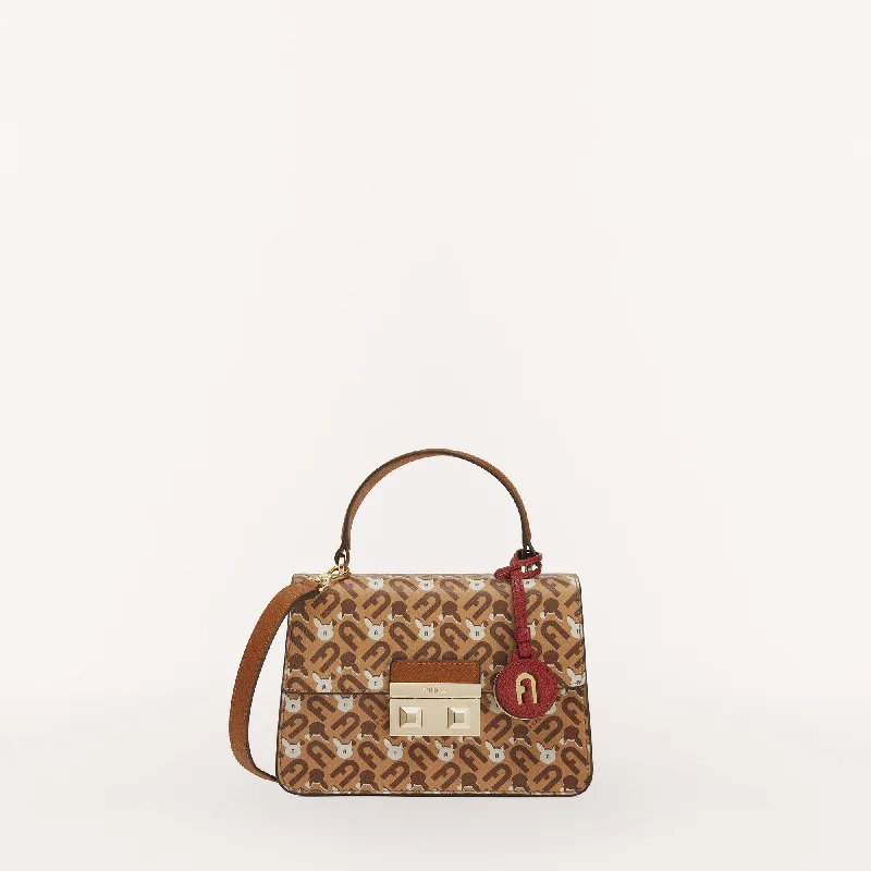 Women's Printed Tote Bag in Floral Patterns for a Spring - Themed Shopping TripFurla Bella Top Handle Mini