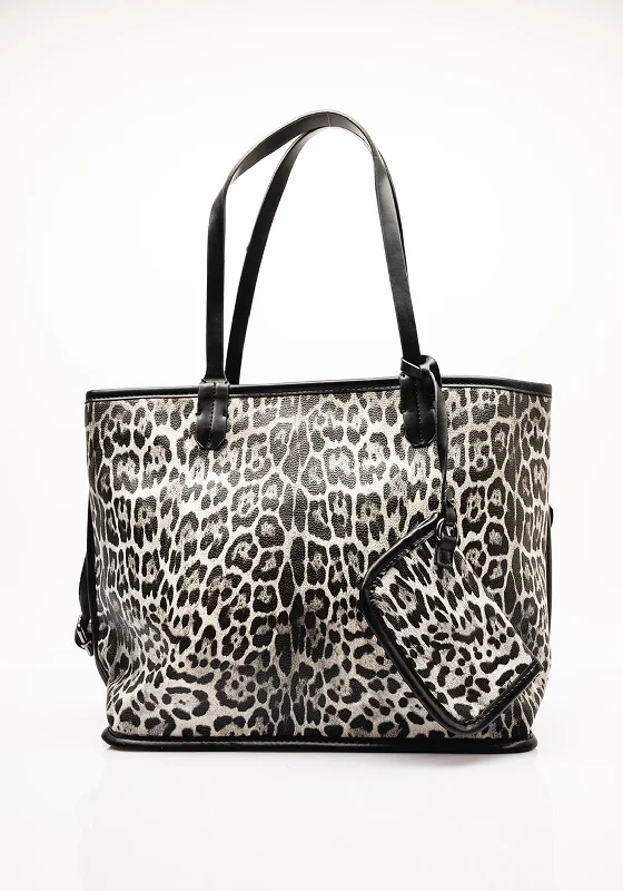 Women's Tote Bag with Zipper Closure in Red for Secure StorageZen Collection Leopard Print Tote Bag, Black