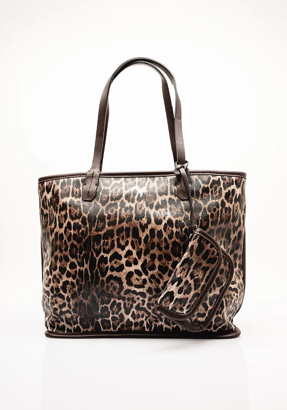 Tote Bag with RFID - Blocking Pocket in Black for Protecting Your Cards and InformationZen Collection Leopard Print Tote Bag, Dark Brown