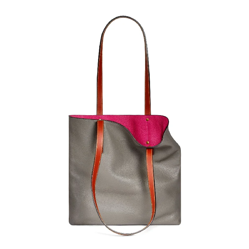 Monogrammed Tote Bag in Brown Leather with Personalized Initials for a Custom and Elegant TouchReversible Tote Bag