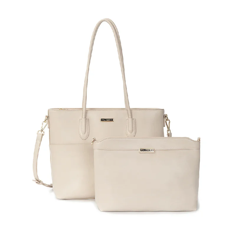 Women's Tote Bag with Inner Compartments in Gray for Organizing Everyday EssentialsPalomino Malva Totebag - Cream