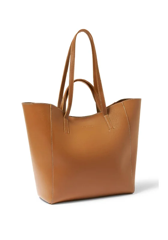 Monogrammed Tote Bag in Brown Leather with Personalized Initials for a Custom and Elegant TouchKatie Loxton Perri Large Tote Bag, Cognac