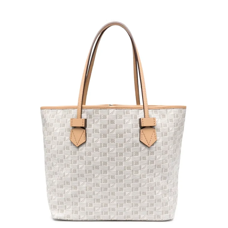 Women's Tote Bag with Magnetic Closure in Orange for Easy Access on the GoSaint Tropez Zip Tote MM, Milk / Cappuccino Trim