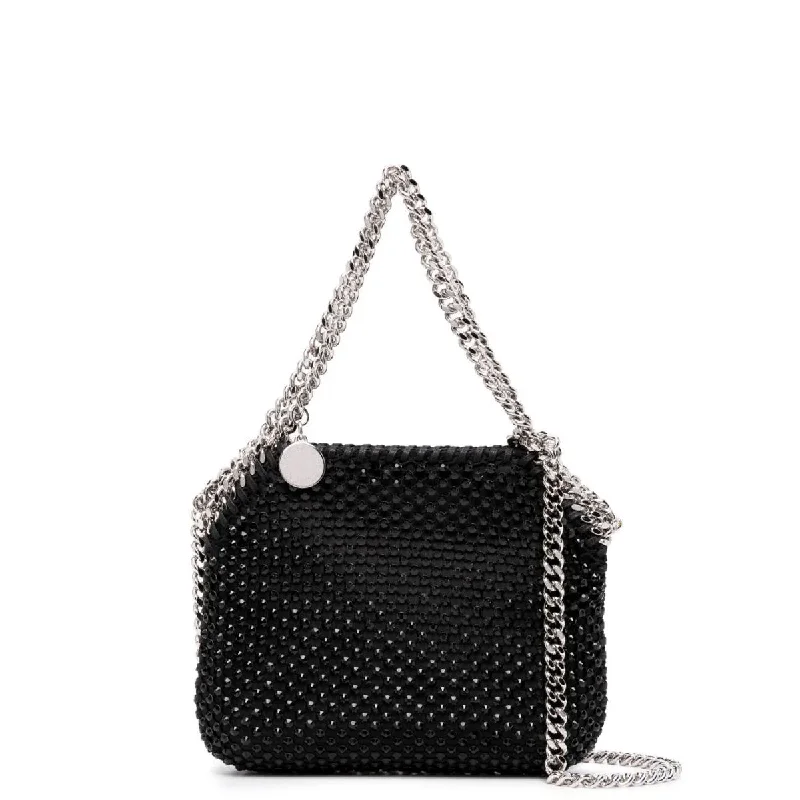 Women's Tote Bag with Inner Compartments in Gray for Organizing Everyday EssentialsFalabella Mini Evening Crystal Mesh, Black