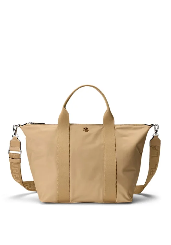 Waterproof Tote Bag in Yellow for Outdoor Activities in Wet WeatherRalph Lauren Stevie Nylon Zipped Tote Bag, Beige