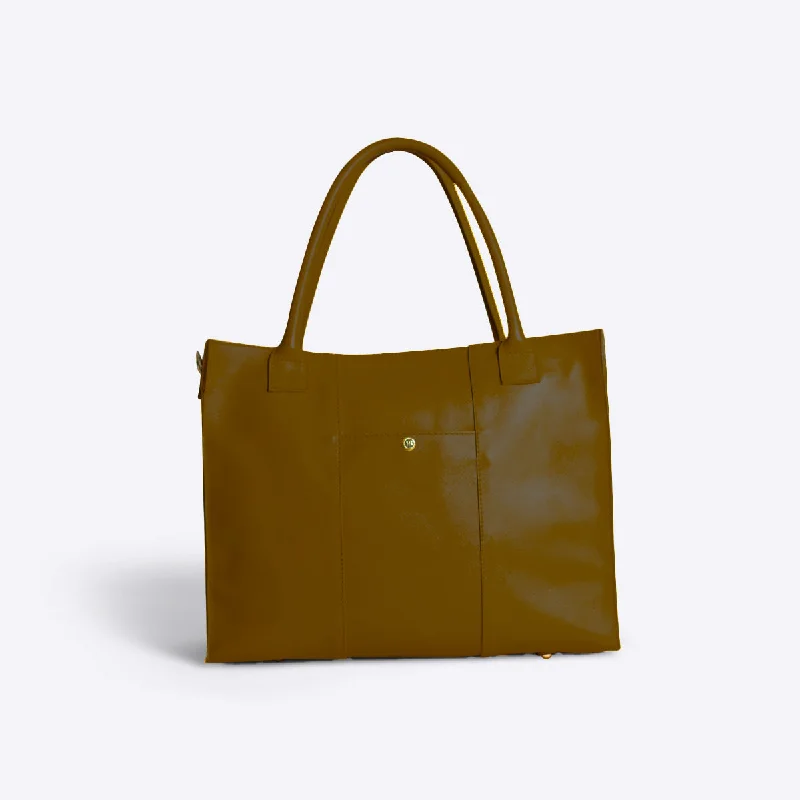 Waterproof Tote Bag in Yellow for Outdoor Activities in Wet WeatherThe Calista Tote (Brown)