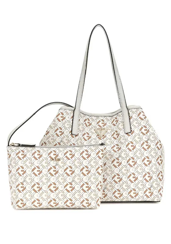 Patchwork Tote Bag in Denim with Vintage - Inspired Designs for a Retro AppealGuess Vikky G Logo Print Shopper Bag, Grey