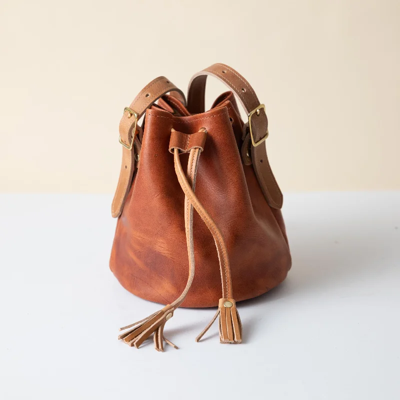 Canvas Bucket Bag in Navy Blue with Striped Interior for a Nautical - Inspired OutfitEnglish Tan/Natural  Dublin Bucket Bag