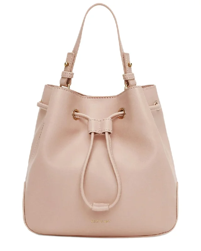 Women's Genuine Leather Bucket Bag in Chestnut Brown with Gold - Tone Hardware for a Sophisticated LookMATT & NAT Dupont Bucket Bag