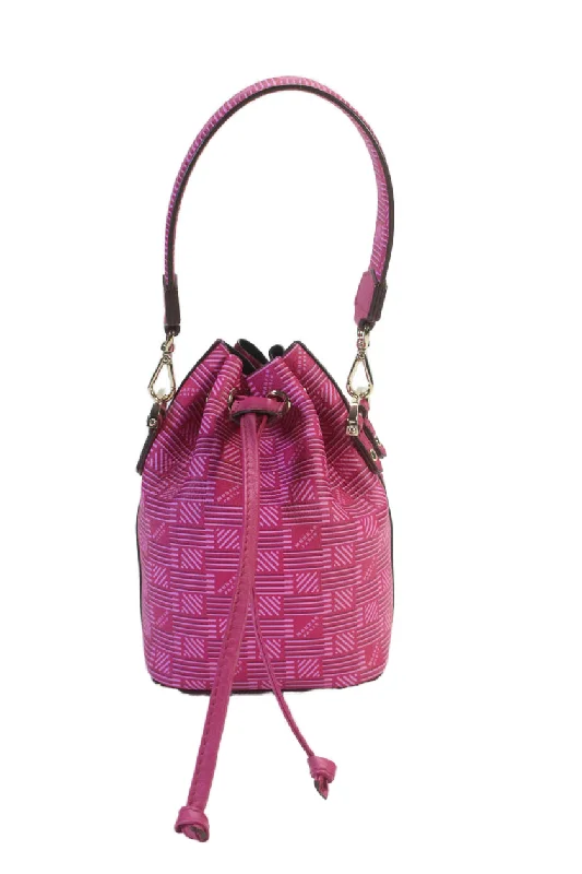 Bucket Bag with Geometric Print in Multicolor for a Contemporary and Eye - Catching AppealMoreau Womens Pink Fuschia Printed La Pon Mini Bucket Bag Handbag