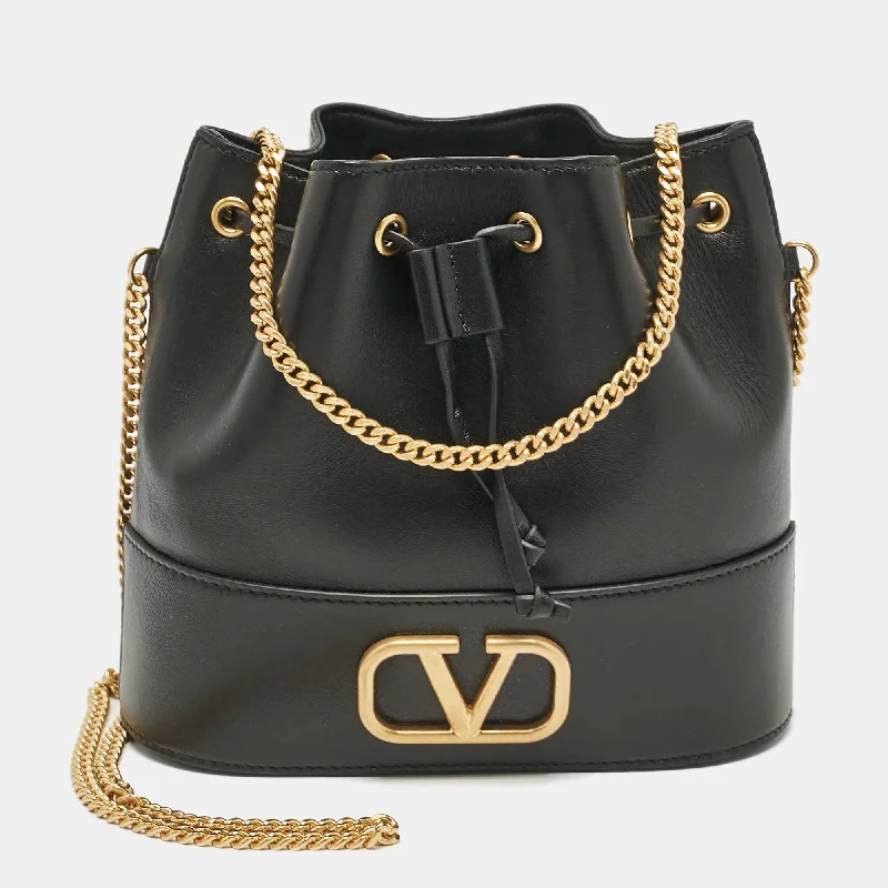 Women's Bucket Bag with Adjustable Shoulder Strap in Orange for Comfort on the GoValentino Black Leather Vlogo Mini Bucket Bag