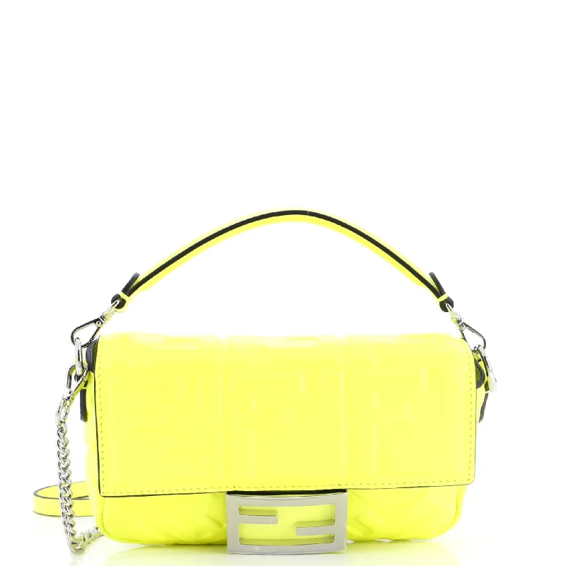 Hand - painted Canvas Crossbody Bag in Yellow for a Unique and Artistic LookBaguette NM Bag Zucca Embossed Leather Mini