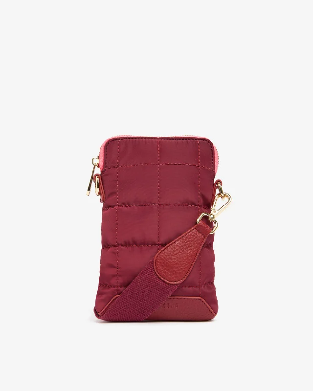 Women's Crossbody Bag with Zippered Pocket on the Back in Red for SecurityBaker Phone Bag - Burgundy