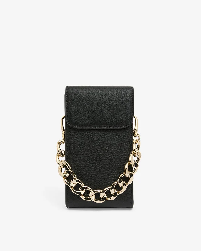 Women's Crossbody Bag with Chain Strap in Gold for a Glamorous TouchCeleste Phone Bag - Black