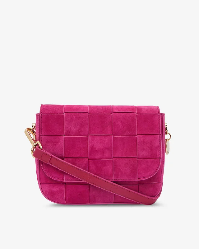 Quilted Leather Crossbody Bag in Cream for a Classic and Elegant AppearanceClara Weave Crossbody - Hot Pink Suede