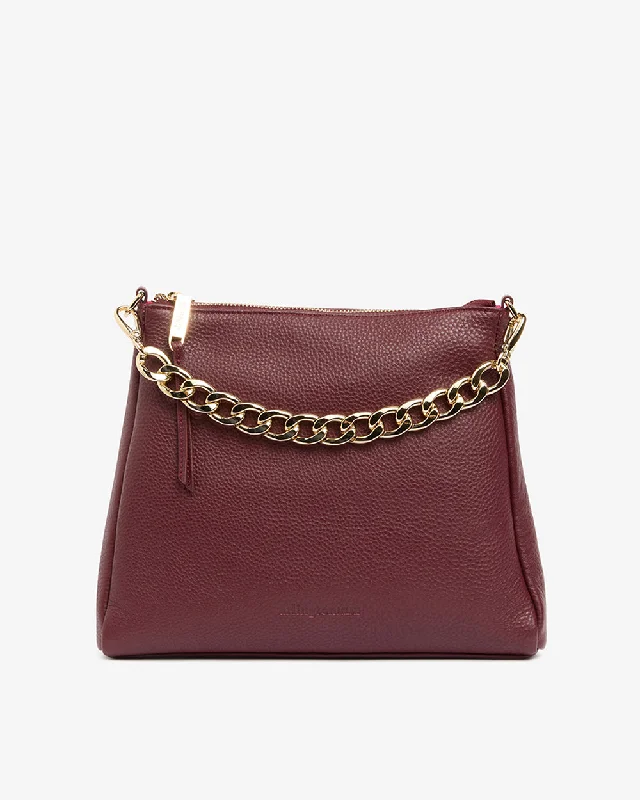 Geometric - Printed PVC Crossbody Bag in Multicolor for Trendy Street StyleMini Corinna - Burgundy