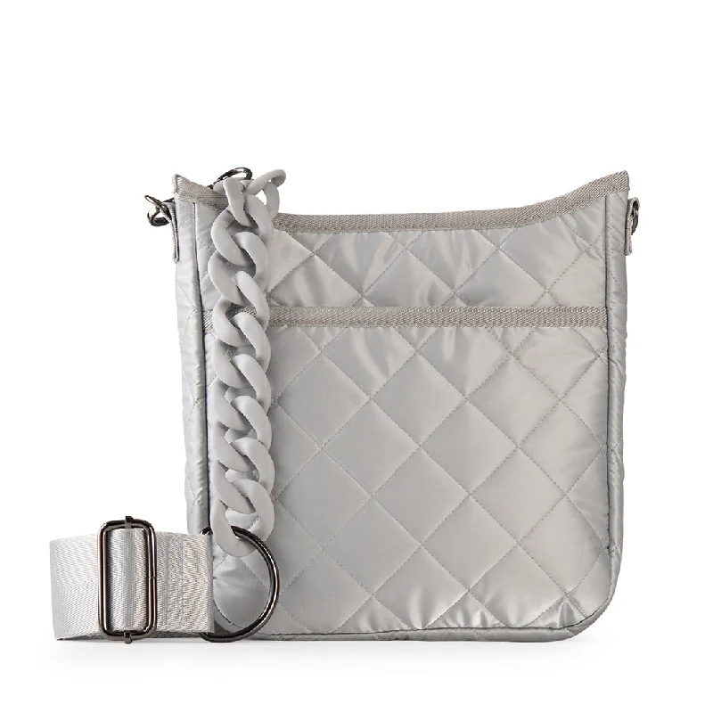 Metallic Crossbody Bag in Silver for New Year's Eve and Special CelebrationsNikki Aspen Crossbody