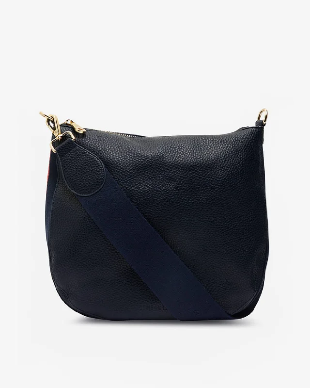 Women's Small Leather Crossbody Bag in Black with Gold Hardware for Evening PartiesNolita Hobo - French Navy