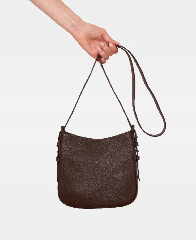 Leather - Trimmed Denim Crossbody Bag in Blue for a Vintage - Inspired LookPOPPY small hobo bag - Mocha