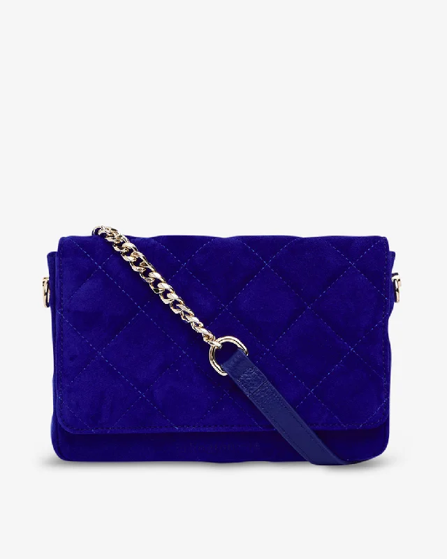 Geometric - Printed PVC Crossbody Bag in Multicolor for Trendy Street StyleSarah Crossbody - Cobalt Suede