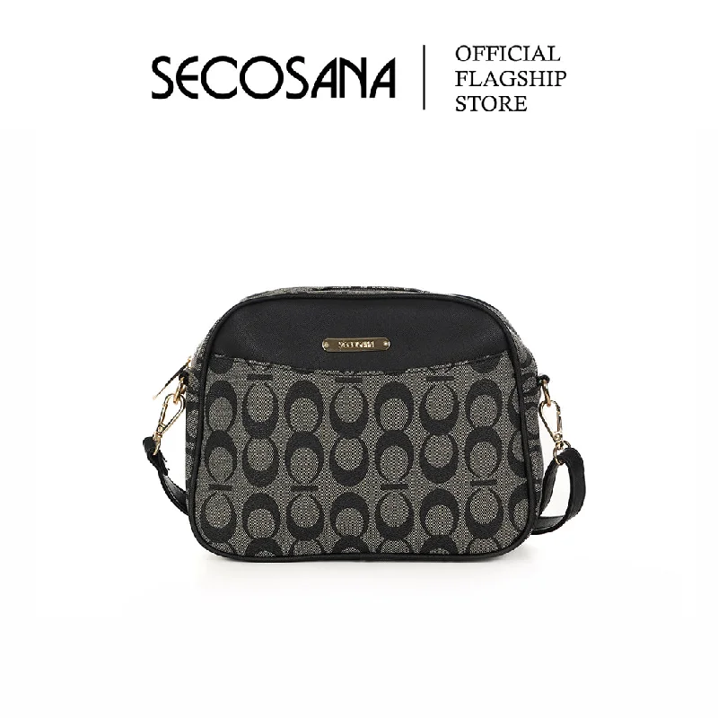 Leather - Trimmed Denim Crossbody Bag in Blue for a Vintage - Inspired LookSECOSANA Fillan Printed Sling Bag