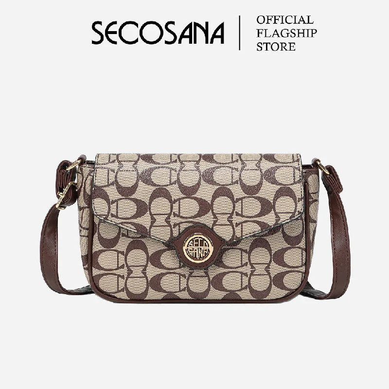 Large Faux Leather Crossbody Bag in Brown with Tassel Details for Casual TravelSECOSANA Hyeonni Printed Sling Bag